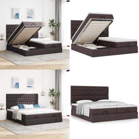 Struttura Letto Pouf con Materassi 180x200 cm in Tessuto - Materasso a molle insacchettate - Stoccaggio sotto il letto