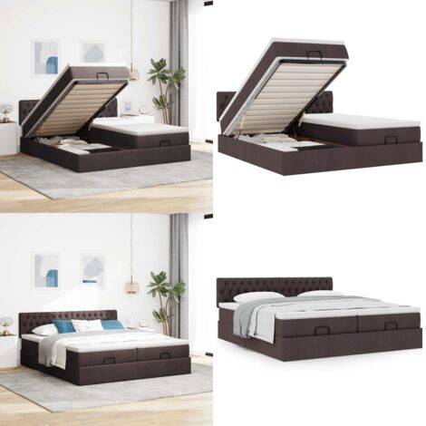 Struttura Letto Pouf con Materassi 180x200 cm in Tessuto - Materasso a molle insacchettate - Stoccaggio sotto il letto