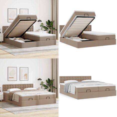 Struttura Letto Pouf con Materassi 180x200 cm Similpelle - Materasso a molle insacchettate - Struttura letto con stoccaggio