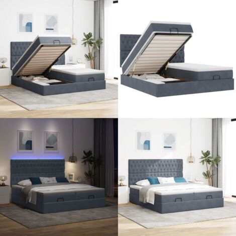 Struttura Letto Pouf con Materassi 180x200 cm Velluto - Materasso a molle insacchettate - Giroletto con testiera