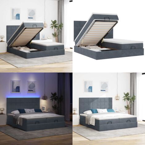 Struttura Letto Pouf con Materassi 180x200 cm Velluto - Materasso a molle insacchettate - Giroletto con testiera