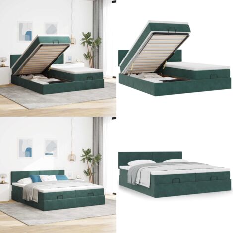 Struttura Letto Pouf con Materassi 180x200 cm Velluto - Materasso a molle insacchettate - Letto con stoccaggio