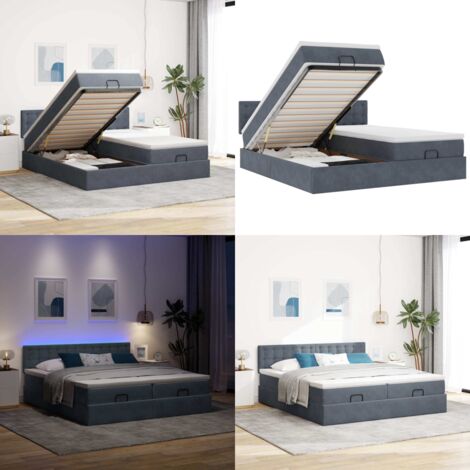 Struttura Letto Pouf con Materassi 180x200 cm Velluto - Materasso a molle insacchettate - Letto con stoccaggio