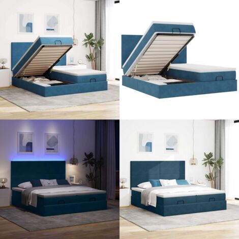 Struttura Letto Pouf con Materassi 180x200 cm Velluto - Materasso a molle insacchettate - Letto con stoccaggio