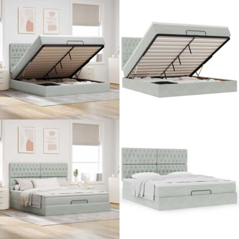 Struttura Letto Pouf con Materassi 180x200 cm Velluto - Materasso a molle insacchettate - Letto con stoccaggio