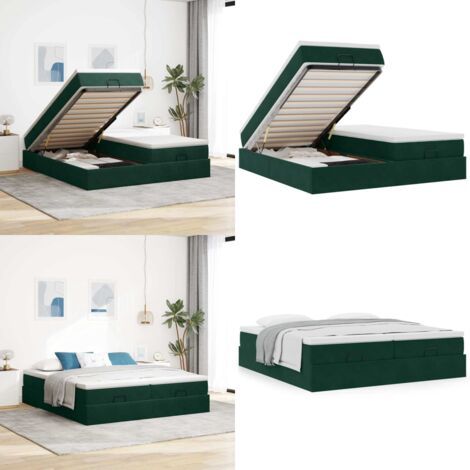 Struttura Letto Pouf con Materassi 180x200 cm Velluto - Materasso a molle insacchettate - Letto con stoccaggio
