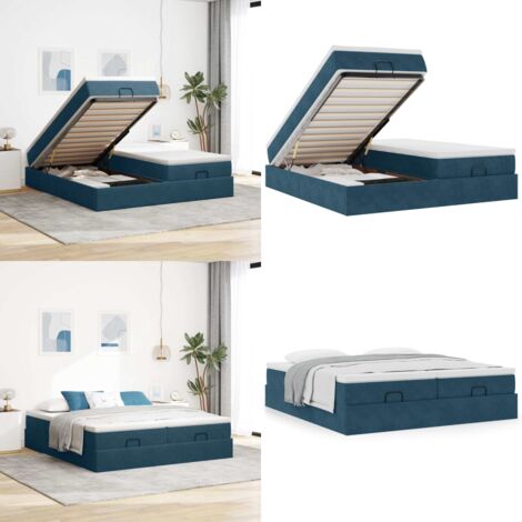 Struttura Letto Pouf con Materassi 180x200 cm Velluto - Materasso a molle insacchettate - Letto con stoccaggio