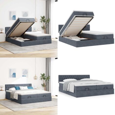 Struttura Letto Pouf con Materassi 180x200 cm Velluto - Materasso a molle insacchettate - Letto con stoccaggio