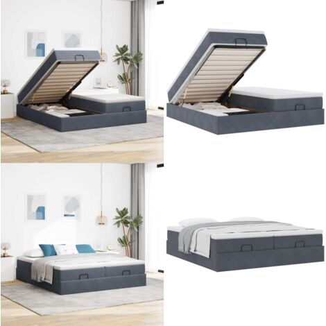 Struttura Letto Pouf con Materassi 180x200 cm Velluto - Materasso a molle insacchettate - Letto con stoccaggio