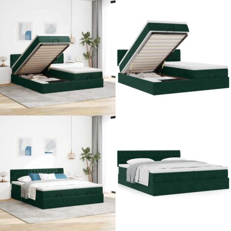 Struttura Letto Pouf con Materassi 180x200 cm Velluto - Materasso a molle insacchettate - Letto con stoccaggio