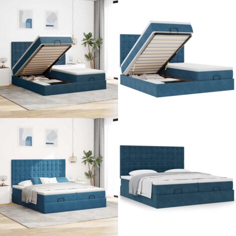 Struttura Letto Pouf con Materassi 180x200 cm Velluto - Materasso a molle insacchettate - Letto con stoccaggio