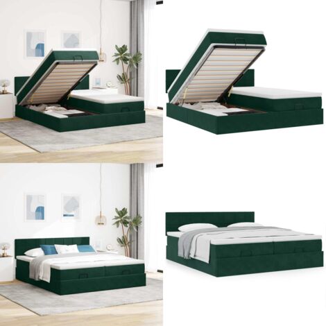 Struttura Letto Pouf con Materassi 180x200 cm Velluto - Materasso a molle insacchettate - Letto con stoccaggio