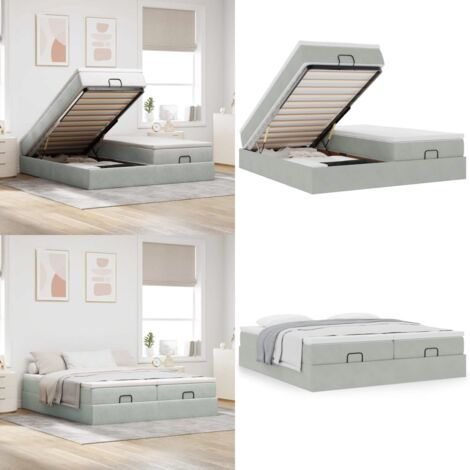 Struttura Letto Pouf con Materassi 180x200 cm Velluto - Materasso a molle insacchettate - Letto con stoccaggio