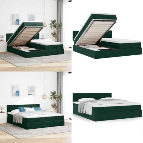 Struttura Letto Pouf con Materassi 180x200 cm Velluto - Materasso a molle insacchettate - Letto con stoccaggio