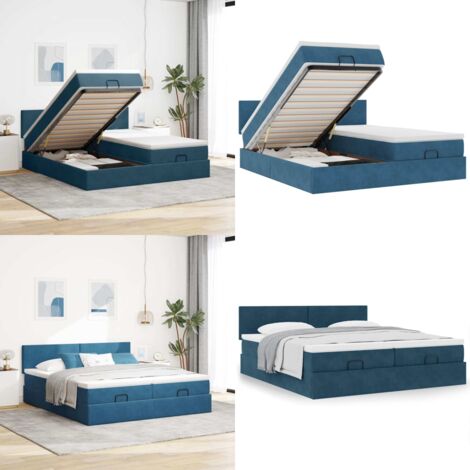 Struttura Letto Pouf con Materassi 180x200 cm Velluto - Materasso a molle insacchettate - Letto con stoccaggio