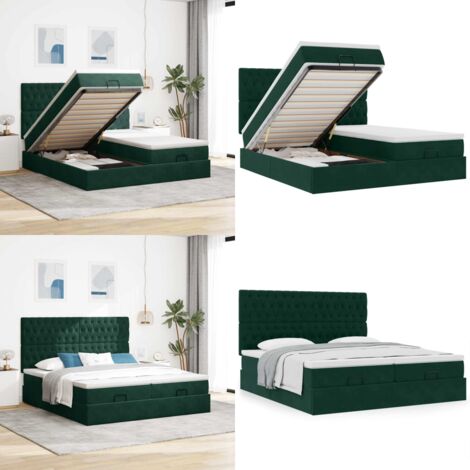 Struttura Letto Pouf con Materassi 180x200 cm Velluto - Materasso a molle insacchettate - Letto con stoccaggio