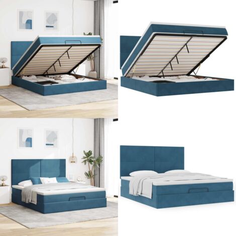 Struttura Letto Pouf con Materassi 180x200 cm Velluto - Materasso a molle insacchettate - Letto con stoccaggio