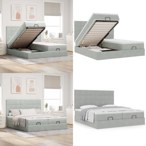 Struttura Letto Pouf con Materassi 180x200 cm Velluto - Materasso a molle insacchettate - Letto con stoccaggio