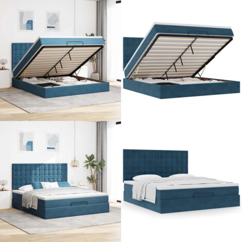 Struttura Letto Pouf con Materassi 180x200 cm Velluto - Materasso a molle insacchettate - Letto con stoccaggio