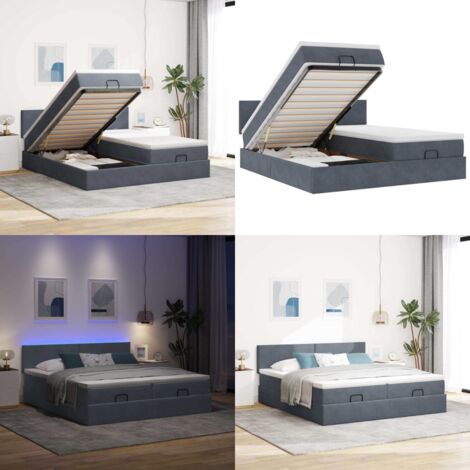 Struttura Letto Pouf con Materassi 180x200 cm Velluto - Materasso a molle insacchettate - Letto con stoccaggio