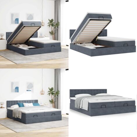 Struttura Letto Pouf con Materassi 180x200 cm Velluto - Materasso a molle insacchettate - Letto con stoccaggio