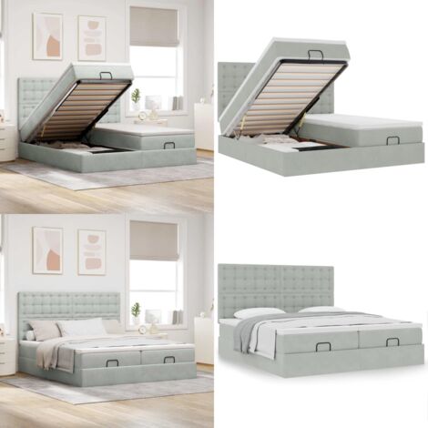 Struttura Letto Pouf con Materassi 180x200 cm Velluto - Materasso a molle insacchettate - Letto con stoccaggio