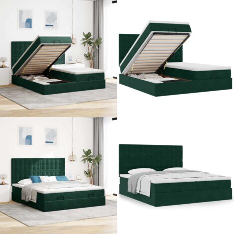 Struttura Letto Pouf con Materassi 180x200 cm Velluto - Materasso a molle insacchettate - Letto con stoccaggio