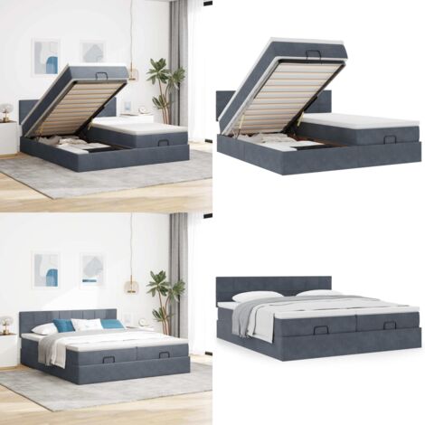 Struttura Letto Pouf con Materassi 180x200 cm Velluto - Materasso a molle insacchettate - Letto con stoccaggio