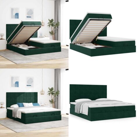 Struttura Letto Pouf con Materassi 180x200 cm Velluto - Materasso a molle insacchettate - Letto con stoccaggio