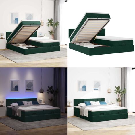 Struttura Letto Pouf con Materassi 180x200 cm Velluto - Materasso a molle insacchettate - Letto pouf