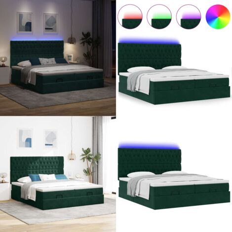 Struttura Letto Pouf con Materassi 180x200 cm Velluto - Materasso a molle insacchettate - Stoccaggio sotto il letto