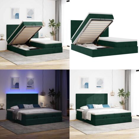 Struttura Letto Pouf con Materassi 180x200 cm Velluto - Materasso a molle insacchettate - Stoccaggio sotto il letto
