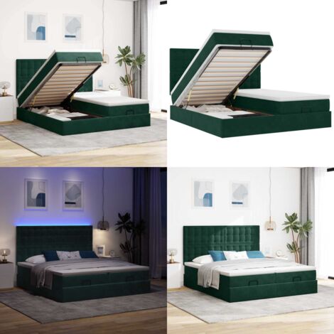 Struttura Letto Pouf con Materassi 180x200 cm Velluto - Materasso a molle insacchettate - Stoccaggio sotto il letto