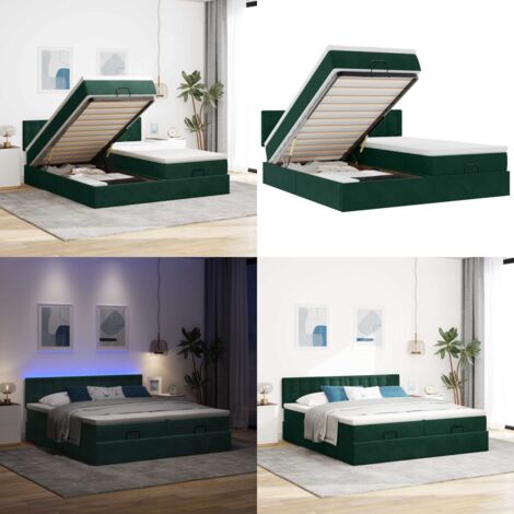 Struttura Letto Pouf con Materassi 180x200 cm Velluto - Materasso a molle insacchettate - Stoccaggio sotto il letto