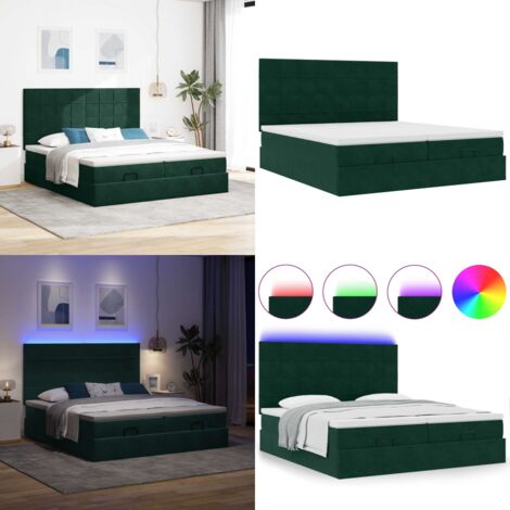 Struttura Letto Pouf con Materassi 180x200 cm Velluto - Materasso a molle insacchettate - Stoccaggio sotto il letto