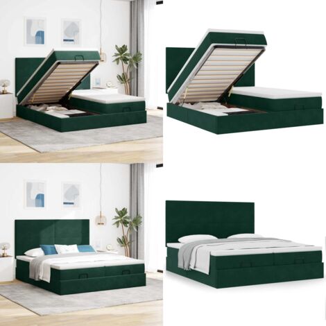 Struttura Letto Pouf con Materassi 180x200 cm Velluto - Materasso a molle insacchettate - Stoccaggio sotto il letto