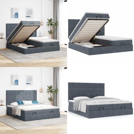 Struttura Letto Pouf con Materassi 180x200 cm Velluto - Materasso a molle - Letto con stoccaggio