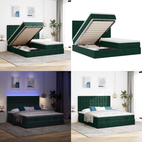 Struttura Letto Pouf con Materassi 200x200 cm Velluto - Materasso a molle insacchettate - Giroletto con stoccaggio