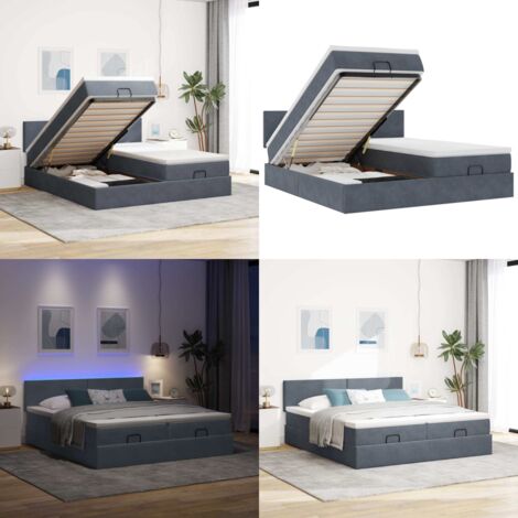 Struttura Letto Pouf con Materassi 200x200 cm Velluto - Materasso a molle insacchettate - Letto con stoccaggio