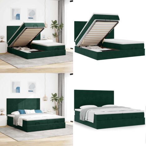 Struttura Letto Pouf con Materassi 200x200 cm Velluto - Materasso a molle insacchettate - Letto con stoccaggio