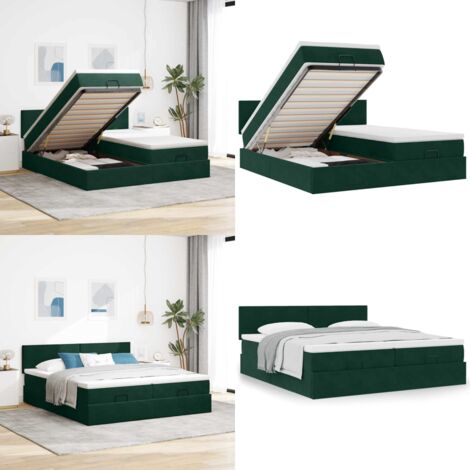 Struttura Letto Pouf con Materassi 200x200 cm Velluto - Materasso a molle insacchettate - Letto con stoccaggio