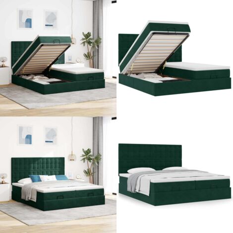 Struttura Letto Pouf con Materassi 200x200 cm Velluto - Materasso a molle insacchettate - Letto con stoccaggio