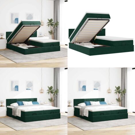 Struttura Letto Pouf con Materassi 200x200 cm Velluto - Materasso a molle insacchettate - Letto giroletto