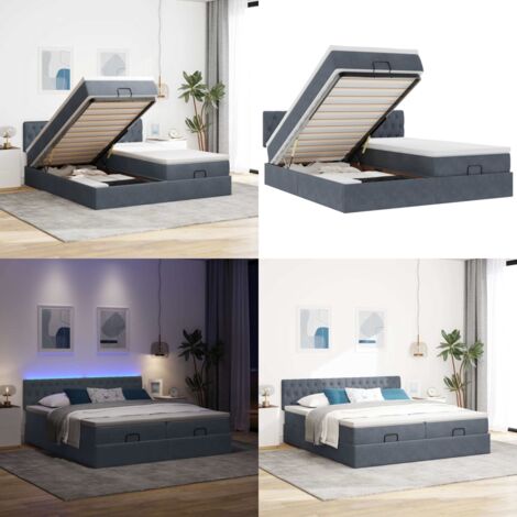 Struttura Letto Pouf con Materassi 200x200 cm Velluto - Materasso a molle insacchettate - Letto pouf