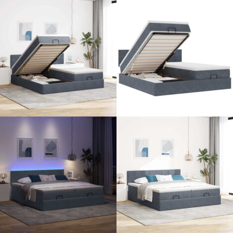 Struttura Letto Pouf con Materassi 200x200 cm Velluto - Materasso a molle insacchettate - Letto pouf