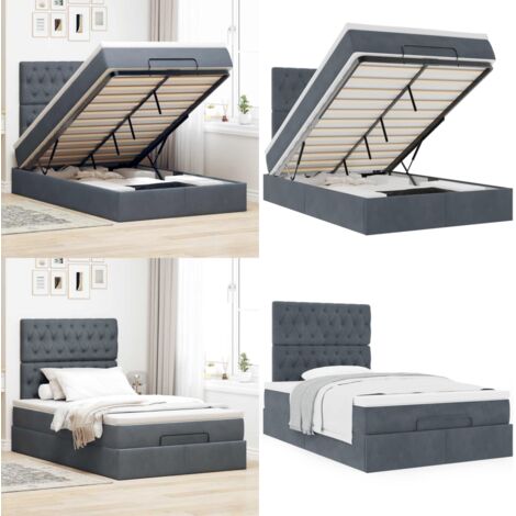 Struttura Letto Pouf con Materassi 80x200 cm Velluto - Materasso a molle insacchettate - Letto con stoccaggio