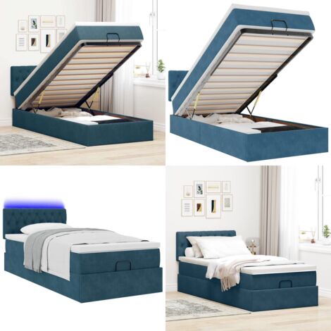 Struttura Letto Pouf con Materasso 100x200 cm Velluto - Letto con testiera - Materasso a molle insacchettate