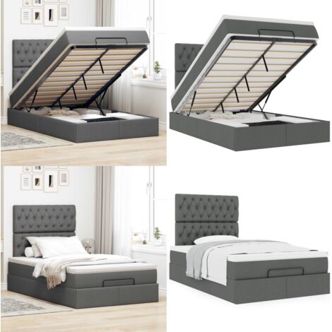 Struttura Letto Pouf con Materasso 120x200 cm in Tessuto - Materasso a molle insacchettate - Letto con stoccaggio