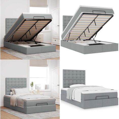 Struttura Letto Pouf con Materasso 120x200 cm in Tessuto - Materasso a molle insacchettate - Letto con stoccaggio