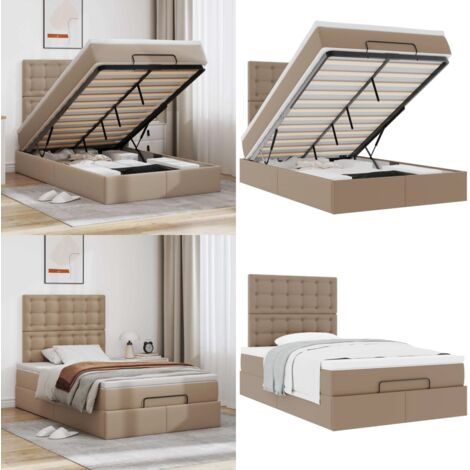 Struttura Letto Pouf con Materasso 120x200 cm Similpelle - Materasso a molle insacchettate - Letto con testiera